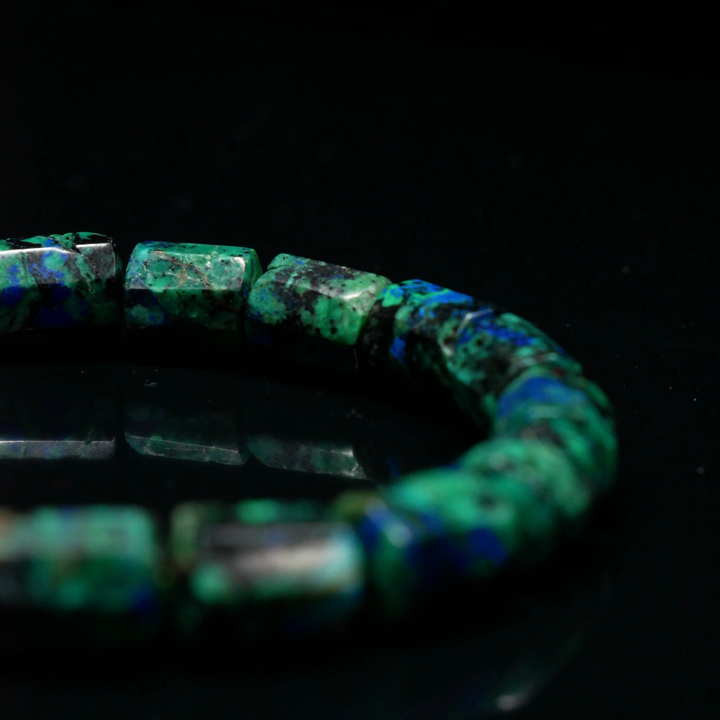Azurite Barrel Bead Bracelet