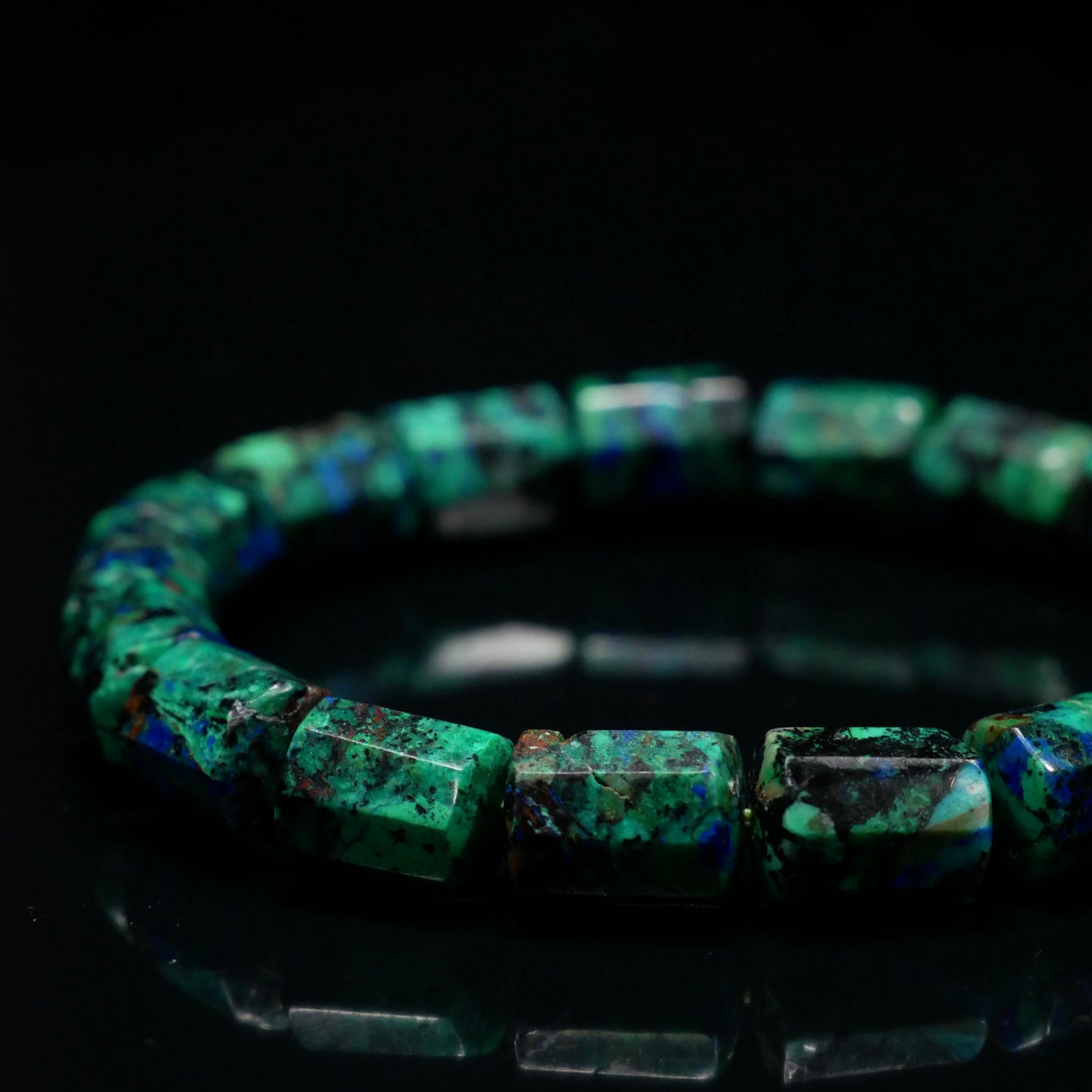 Azurite Barrel Bead Bracelet