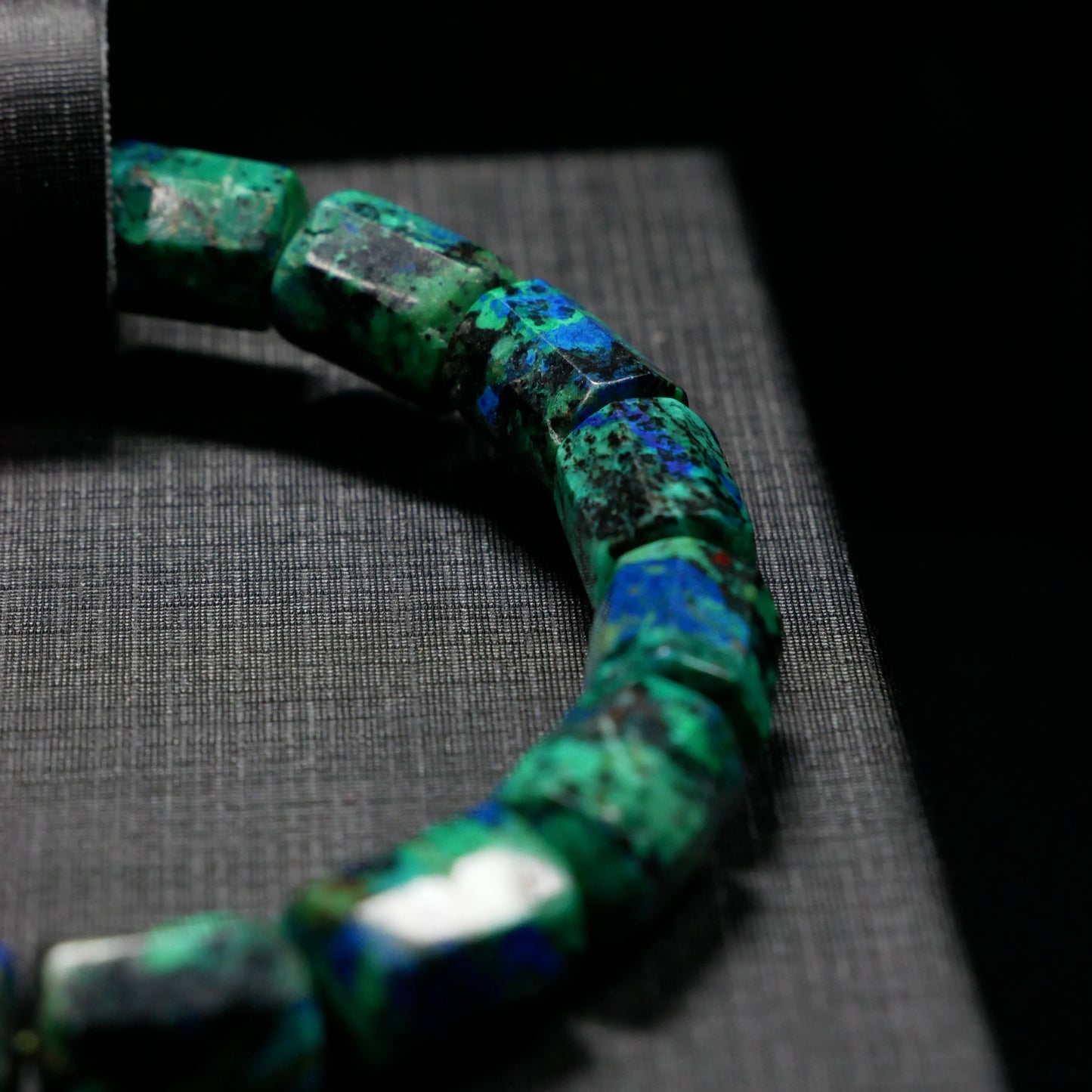 Azurite Barrel Bead Bracelet