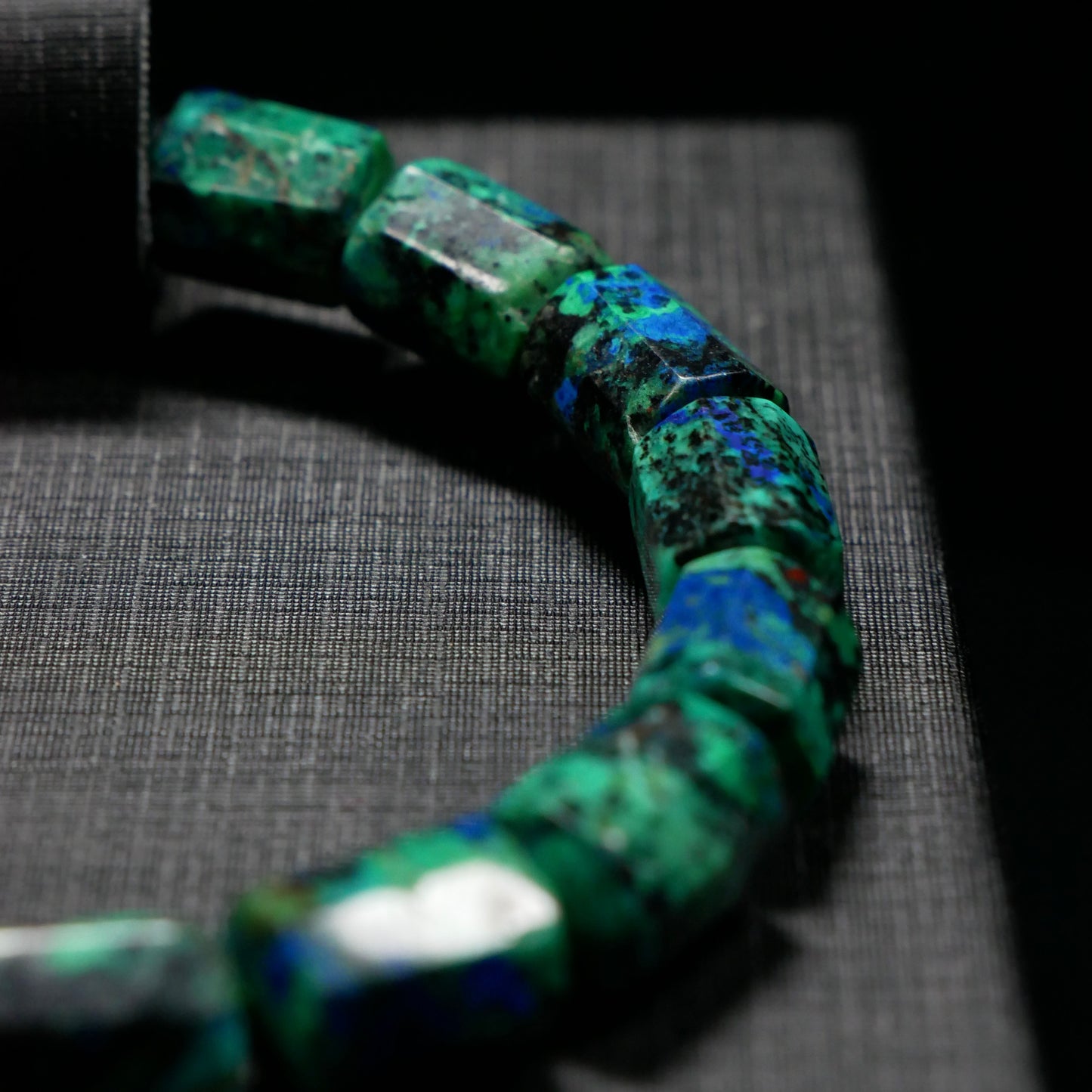 Azurite Barrel Bead Bracelet